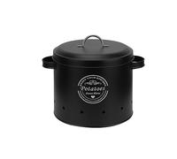 Folpus Kitchen Storage Canister Food Storage Container with Lids Metal Vintage Vegetables Storage Bin Potato Storage Tins for Home, Large Black