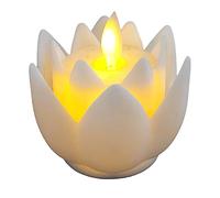 Folpus LED Tea Lights Candle Flickering Lotus Lamp Light Lotus Design Meditation Room Lotus Lamp Electric Candle Lights for Home Night Lights Table, White