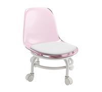 Folpus Low Rolling Stool, Low Roller Seat with Back Support, Pedicure Stool Swivel Chair Stool 360° Rotating Rolling Stool for Home Cleaning, Pink