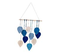 Folpus Macrame Wall Hanging Boho Tapestry Macrame Ornament Wall Art Decor Leaves Woven Tapestry for Hotel Bedroom Wedding 40cmx60cm, Blue