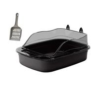 Folpus Open Cats Litter Box Kitten Potty Toilet Cartoon Appearance Kitty Litter Pan Cat Litter Tray, black