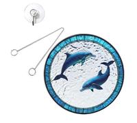 Folpus Stained Glass Window Hanging Panel Decor Acrylic Animal Hanging Ornament for Home, dolphin