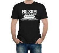 Folsom Prison Mens T-Shirt - Funny Mens T Shirt Retro Country Fashion Cash Blues Music Black XXL