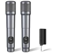 FOLTUSYMY Wireless Microphone, Dual Handheld Dynamic Microphone with Rechargeable Receiver, 200ft Range, Plug and Play, Karaoke Mic for Singing, Karaoke, Meeting, Church, Wedding, Conference
