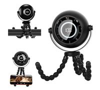 Foluu Bladeless Fan with LED Display & Night Light, 360° Rotatable Octopus Tripod Portable Fan, 4000mAh Rechargeable, Quiet Multi-Angle Manual Adjustment for Camping, Tent, Office, Travel, Black