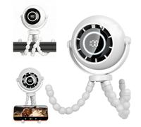 Foluu Bladeless Fan with LED Display & Night Light, 360° Rotatable Octopus Tripod Portable Fan, 4000mAh Rechargeable, Quiet Multi-Angle Manual Adjustment for Camping, Tent, Office, Travel, Gray