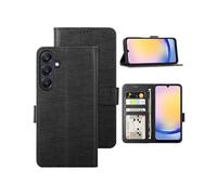 Foluu for Samsung Galaxy A25 5G Case, Wallet Case Cover Card Holster Canvas Flip/Folio Soft TPU Cover Bumper with Kickstand Ultra Slim Strong Magnetic Closure for Galaxy A25 5G 2024 (Black)