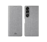 Foluu for Sony Xperia 1 VII Case, Flip Folio Wallet Case Slim Premium PU Leather Case ID Credit Card Slots Kickstand Magnetic Closure TPU Bumper Cover for Sony Xperia 1 VII 2025 (Gray)