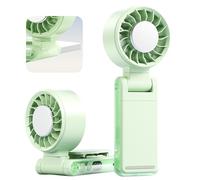 Foluu Portable Clip Fan with Active Cooling Tech - 3000mAh, 5 Speeds, 360° Rotation, LED Display, Type-C Fast Charge - Hands-Free Umbrella, Waist & Neck Fan for Commute, Office & Travel (Green)