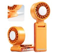 Foluu Portable Clip Fan with Active Cooling Tech - 3000mAh, 5 Speeds, 360° Rotation, LED Display, Type-C Fast Charge - Hands-Free Umbrella, Waist & Neck Fan for Commute, Office & Travel (Orange)