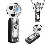 Foluu Portable Handheld Fan with Instant Ice Cooling - 5-Speed Turbo Mini Fan, 180° Adjustable Neck Fan with LED Torch & Lanyard, Rechargeable Pocket Fan for Sports, Travel, Office & Outdoor (Black)