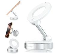 Foluu Upgraded Magnetic Phone Holder, 360° Rotating Adjustable and Foldable Vacuum Adsorption Car Phone Mount Low Noise for iPhone & Android for Car/Gym/Mirror/Smooth Surface (White)