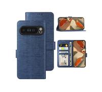 Foluu Wallet Case for Google Pixel 9 Pro XL, Cover Case Card Holster Canvas Flip/Folio Soft TPU Bumper with Kickstand Ultra Slim Strong Magnetic Closure for Google Pixel 9 Pro XL 2024 (Blue)