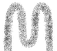 Folytiy Silver Christmas Tinsel Garland 10M/32.8ft Xmas Chunky Tinsel Garland for Christmas Tree Decorations Holiday Home Decor Wedding Birthday Party Supplies