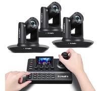 FoMaKo 20x Optical Zoom AI Auto Tracking HDMI PTZ Camera(3pcs), KC606 PTZ Controller, for Church Services Worship Education,PTZ Bundle(FMK12UH Pro(20x)-B X3+KC606)