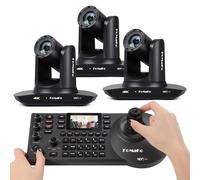 FoMaKo 4K 30x NDI PTZ Camera,30x Optical Zoom, PoE KC608 Pro NDI PTZ Controller (Black), for Church Live Streaming & Education(K30NSX3+KC608 Pro)