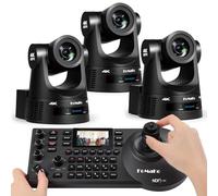 FoMaKo 4K 60fps NDI PTZ Camera Bundle, Supports NDI HX3 4K 60fps Output, 20x Optical Zoom, Gen 3 AI Auto-Tracking, 3G-SDI/HDMI/NDI/USB/PoE, for Church Worship & Live Studio,K600N x3+KC608,BK203