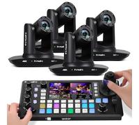 FoMaKo K20UH 4K HDMI PTZ Camera with AI Auto-Tracking(Gen 3),KC800 4K HDMI Video Switcher Integrated Pro PTZ Controller for Online Training, University Live Streaming(K20UHX4+KC800)