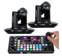 FoMaKo K20UH 4K HDMI PTZ Camera with AI Auto-Tracking(Gen 3), NDI HX3 Certified, 20X Optical Zoom, KC800 HDMI Video Switch with Integrated PTZ Controller (K20UH x2 + KC800)