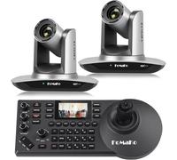FoMaKo NDI Camera Support NDI 6 & NDI HX3, AI Auto-Tracking Gen 3 HDMI PTZ Camera, 20x Optical Zoom PoE PTZ Controller (NDI PTZ Bundle FMK20UH NDI x2 +KC608) BN402