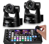 FoMaKo NDI PTZ Camera, AI Auto-Tracking Gen 3, 20x Optical Zoom,KC800 4K HDMI Video Switcher Integrated Pro PTZ Controller for Online Training, Live Streaming(KN20AX2+KC800)