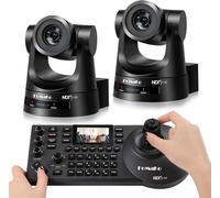 FoMaKo NDI PTZ Camera, AI Auto Tracking Gen 3, 30X Optical Zoom Camera Bundle for Church Worship PoE PTZ Controller Keyboard BN302(NDI Bundle KN30Ax2+KC608 Pro)