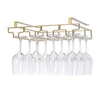 FOMANSH Wine glass holder hanging, no drilling required, storage, no screws required, stainless steel, adjustable shelf thickness, kitchen, Gold