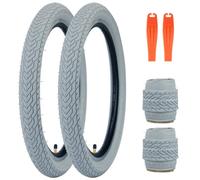 FOMAS 20 x 2.35 inch Kids Bike Tire Colorful Anti - Slip Foldable Replacement All Terrain with Levers for BMX Mountain Folding Bicycle (Gray - 2 Pack, 20 x 2.35 inch)