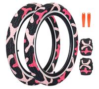 FOMAS 20 x 2.35 inch Kids Bike Tire Colorful Anti - Slip Foldable Replacement All Terrain with Levers for BMX Mountain Folding Bicycle (Blackpink - 2 Pack, 20 x 2.35 inch)