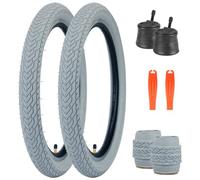 FOMAS 20 x 2.35 inch Kids Bike Tire Colorful Anti - Slip Foldable Replacement All Terrain with Levers for BMX Mountain Folding Bicycle (Gray - 2 Pack with Inner Tube, 20 x 2.35 inch)