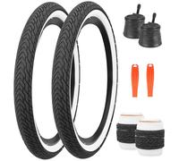 FOMAS 20 x 2.35 inch Kids Bike Tire Colorful Anti - Slip Foldable Replacement All Terrain with Levers for BMX Mountain Folding Bicycle (White Wall - 2 Pack with Inner Tube, 20 x 2.35 inch)