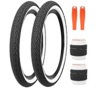 FOMAS 20 x 2.35 inch Kids Bike Tire Colorful Anti - Slip Foldable Replacement All Terrain with Levers for BMX Mountain Folding Bicycle (White Wall - 2 Pack, 20 x 2.35 inch)