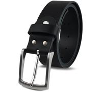 FOMAX Men's leather belt made of buffalo leather, belt handmade, made in Germany, for men, jeans suit, 38 mm wide, length can be shortened, genuine leather black, black, XXX-Large