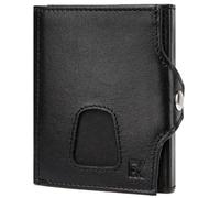 FOMAX Men's Suede Wallet with RFID Protection, Genuine Leather Wallet with Coin Compartment, Slots for Credit Cards, Landscape Format Leather Wallet, Brown, Black (black 1), S, Minimalist