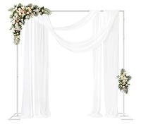 Fomcet 8FT x 8FT Backdrop Stand Heavy Duty with Base, White Portable Adjustable Pipe and Drape Backdrop Stand Kit, Square Metal Arch Party Frame for Wedding Birthday Parties Banquet Decorations