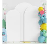 Fomcet Set of 3 Wedding Arch Cover 6FT, 6.6FT, 7.2FT White 2-Sided Round Top Spandex Arch Backdrop Cover Fitted Fabric for Birthday Party Baby Shower Wedding Arch Stand Decoration