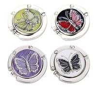 FOME Handbag Hanger, Set of 4 Foldable Purse Hook Purse Table Hook Holder Bag Hanger Hook Mixed Color,Butterfly Shape,1.77x3.54in