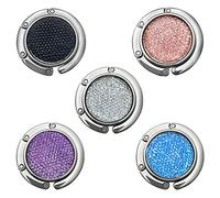 FOME Handbag Hanger, Set of 5 Foldable Purse Hook Purse Table Hook Holder Round Bling Bag Hanger Hook 1.77x3.54in Mixed Color
