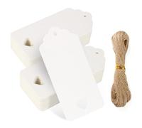 FOMGIIN Kraft Paper Gift Tags, 50 Pcs White for Crafts, Easter, Christmas, Lovely Labels, Heart Wedding Hollow Favour Name Tag With 30M Jute Twine String