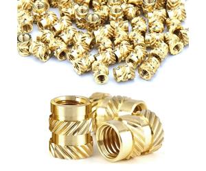 Fomiata Pack of 50 threaded inserts, M3 x 6 x 5 mm press-in nuts, brass embedding nuts, knurled nuts, plastic box for plastic parts by heat or ultrasound in 3D printer parts (M3*6 * 5mm-50pcs)