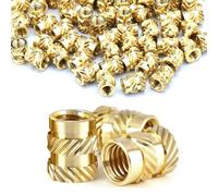 Fomiata Pack of 70 threaded inserts, M2 x 4 x 3.5 mm press-in nuts, brass embedding nuts, knurled nuts, plastic box for plastic parts by heat or ultrasound in 3D printer parts (M2*4 * 3.5mm-70pcs)