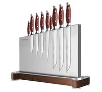 Fomidao Magnetic Knife Holder Stand,Large Double Sided Magnetic Knife Block Without Knives Stainless Steel Magnet Kitchen Knife Holder Strong Magnetic Knife Rack Storage with Three Magnet Strip
