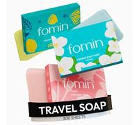 FOMIN 300 Pieces Soap Sheets Antibacterial Paper Soap for Hand Washing, Pink, Jasmine, Lemon Portable Travel Camping Soap Sheets