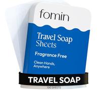 FOMIN - Antibacterial Paper Soap Sheets Tin for Traveling - (100 Sheets) Fragrance Free Portable Travel Hand Soap Sheets, Dissolvable Mini Camping Hand Soap for Hand Washing