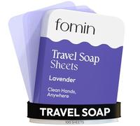 FOMIN - Antibacterial Paper Soap Sheets Tin for Traveling - (100 Sheets) Lavender Portable Travel Hand Soap Sheets, Dissolvable Mini Camping Hand Soap for Hand Washing