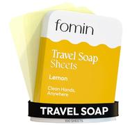 FOMIN - Antibacterial Paper Soap Sheets Tin for Traveling - (100 Sheets) Lemon Portable Travel Hand Soap Sheets, Dissolvable Mini Camping Hand Soap for Hand Washing