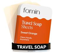 FOMIN - Antibacterial Paper Soap Sheets Tin for Traveling - (100 Sheets) Orange Portable Travel Hand Soap Sheets, Dissolvable Mini Camping Hand Soap for Hand Washing