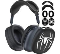 Fomissky 4 in 1 AirPods Max Case with Ear Covers, Includes Headband Cover & Soft Silicone Earpads Covers Compatible with Apple AirPods Max (Black Spider Design)