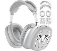 Fomissky 4 in 1 AirPods Max Case with Ear Covers, Includes Headband Cover & Soft Silicone Earpads Covers Compatible with Apple AirPods Max (Silver Grey Spider Design)