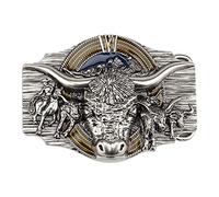 fomissky-sisa Fomissky Silver Texas Longhorn Belt Buckle Men, Country Western Cowboy Rodeo Belt Buckle Big Bull Punk Style, Silver Longhorn, Average